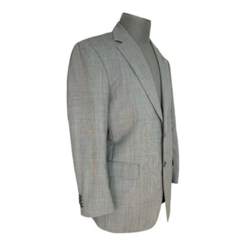 John Williams Men's Classic Fit Suit Jacket & Pants Set L Grey Wool Blend EXC